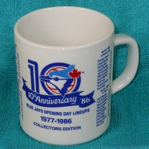 Coffee Mug. 10th Anniversary '86 Blue Jays Opening Day Lineups